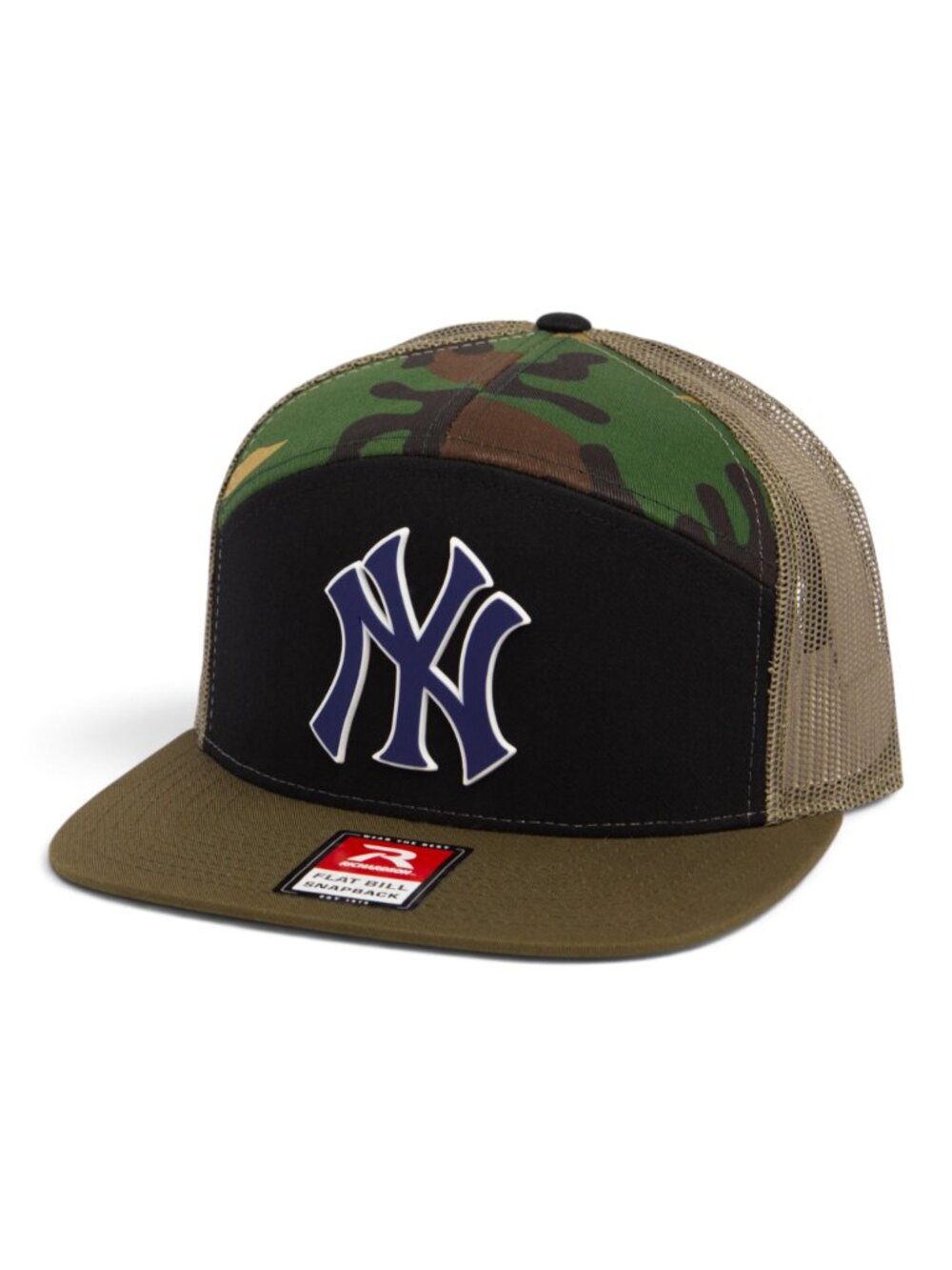 New York Yankees NY Navy 3D Snapback Seven-Panel Flat Bill Trucker Hat- Camo